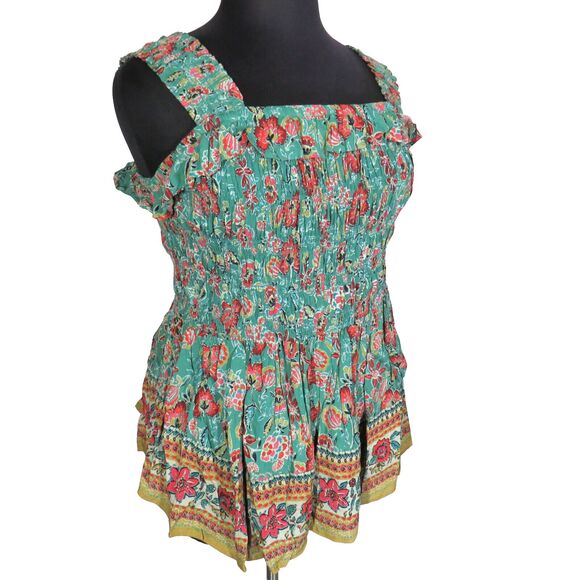Floral Green and Red Women's Tank Top - Picture 1 of 7